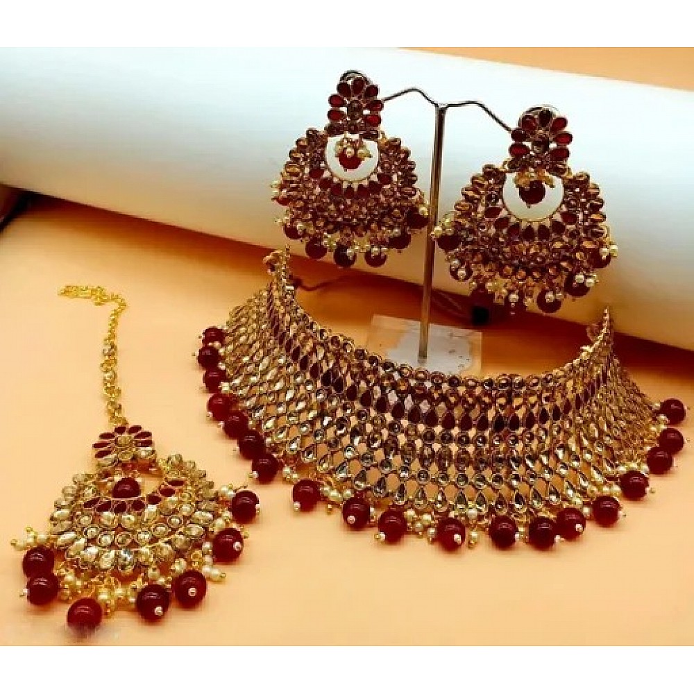 Brown Natural Single Stone Necklace Set – Unique Style By Minal