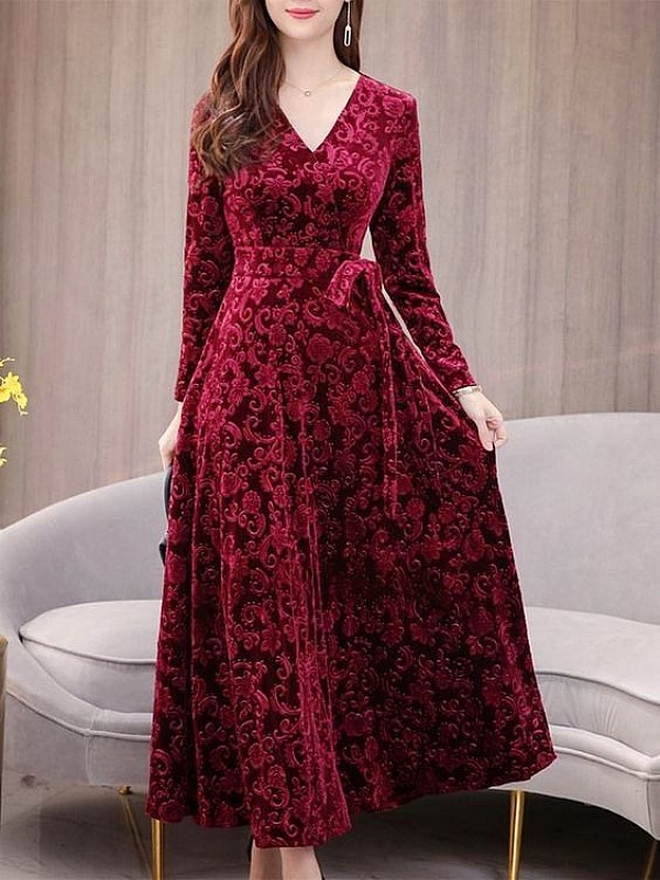 Gown  Maroon Velvet heavy embroidered designer wedding gown