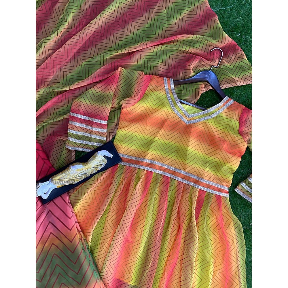 Multicolor georgette printed plazzo suit