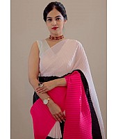 Multicolor georgette printed pleated saree