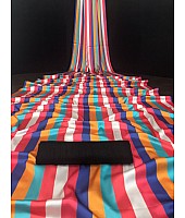 Multicolor stripe printed fancy party wear saree