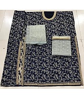 Navy blue Jacquard Embroidery work and Diamond stone Plazzo Suit
