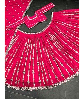 Pink georgette sequence embroidery work wedding lehenga choli