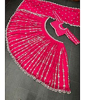 Pink georgette sequence embroidery work wedding lehenga choli