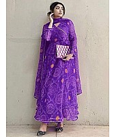 Purple georgette bandhni print casual ethnic gown