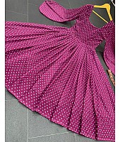 Purple georgette dot printed gown