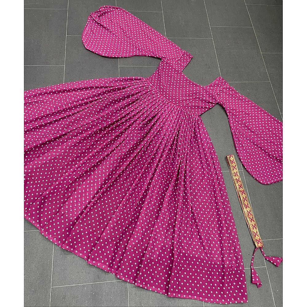 Purple georgette dot printed gown
