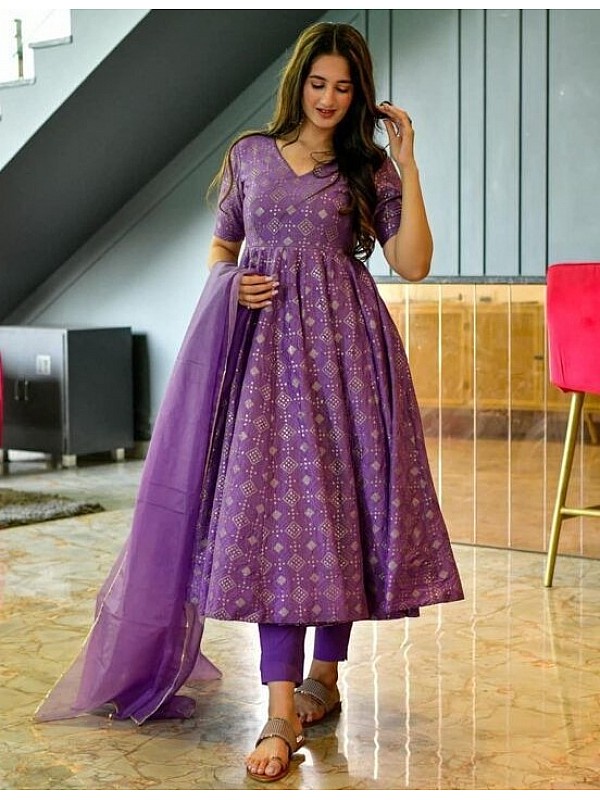 Grape Purple Banarasi Anarkali Dress-Plus Size Clothing(XS-10XL) – THE PLUS  SIZE STORE by Meera Creations
