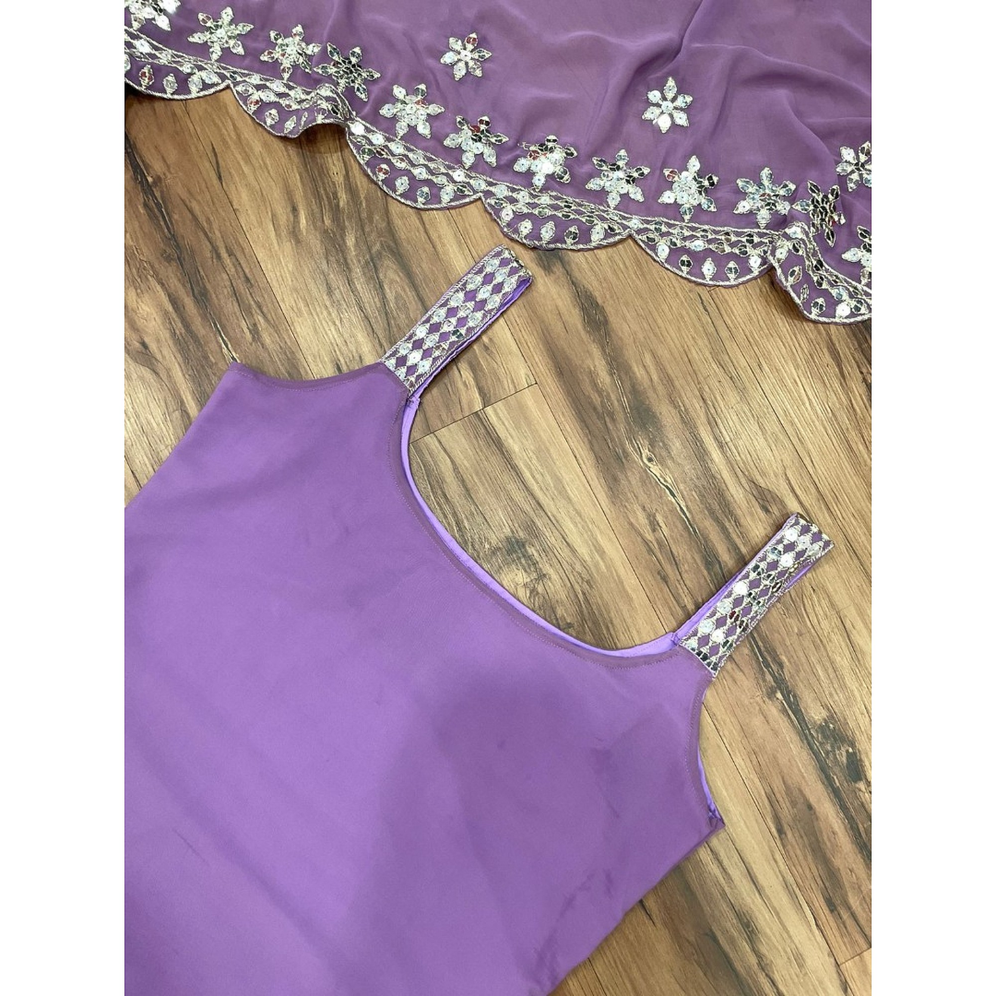 Purple sequence embroidery work designer palazzo suit