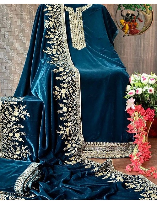 Rama velvet heavy embroidery worked plazzo suit