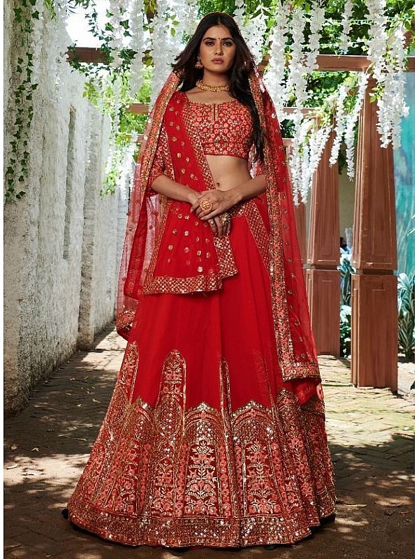 Bridal Indian Red Wedding Royal Haute Couture Lehenga BRID709NSP –  ShreeFashionWear
