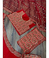 Red georgette hevy embroidered bridal lehenga choli