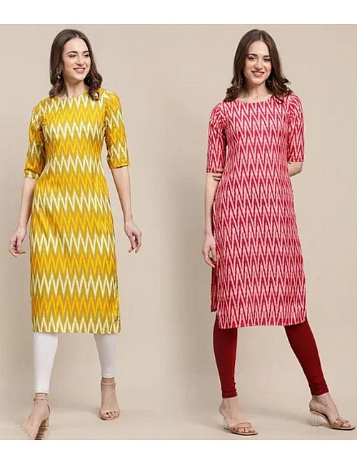 Stylist multicolor cerepe combo of 2 daily wear kurtis