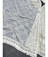 White georgette heavy thread sequence worked anarkali suit