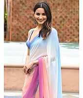 Alia bhatt multicolor georgette printed designer bollywood saree