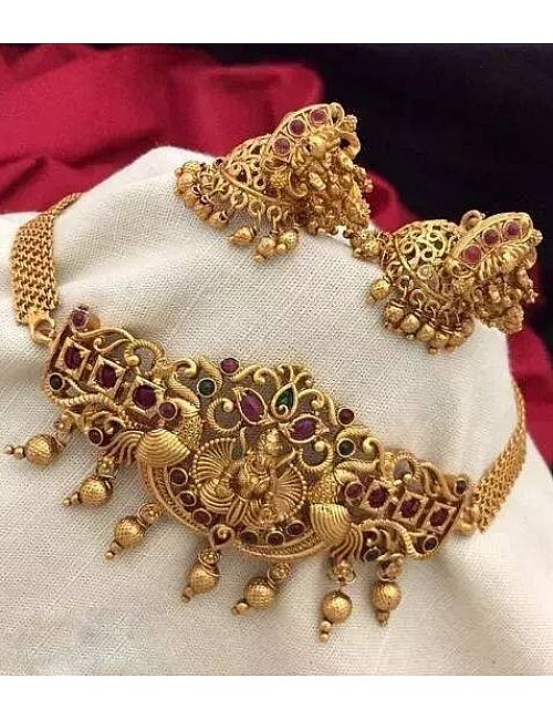 Alloy gold plated choker jewellery set