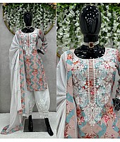American silk printed chain stitch work afghani gulnar suit