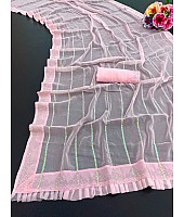 Baby pink shimmer fancy thread work sequence siroski work saree
