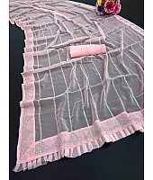 Baby pink shimmer fancy thread work sequence siroski work saree