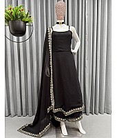 Black georgette embroidered palazzo suit