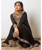 Black georgette embroidery and mirror work designer dhoti style suit