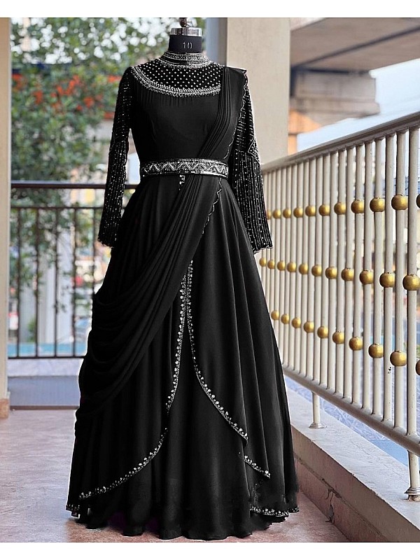 Black - Gowns - Indo Western Dresses: Buy Latest Indo Western Clothing  Online | Utsav Fashion