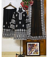 Black georgette embroidery work plazzo suit