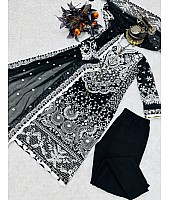 Black georgette heavy embroidery work designer pant suit