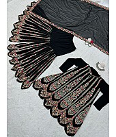 Black georgette heavy thread sequence work designer sharara suit