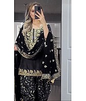 Black georgette sequence mirror work punjabi patiala suit