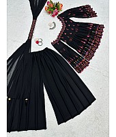Black georgette thread sequence work designer palazzo suit