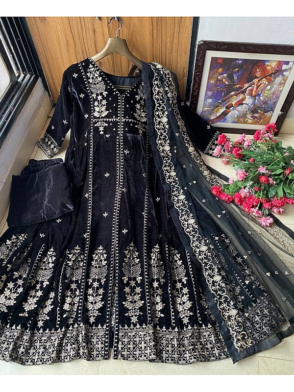 Buy OBAID FASHION Girls Black Velvet Full Length Party Dress (8-9 Years)  Online at Best Prices in India - JioMart.