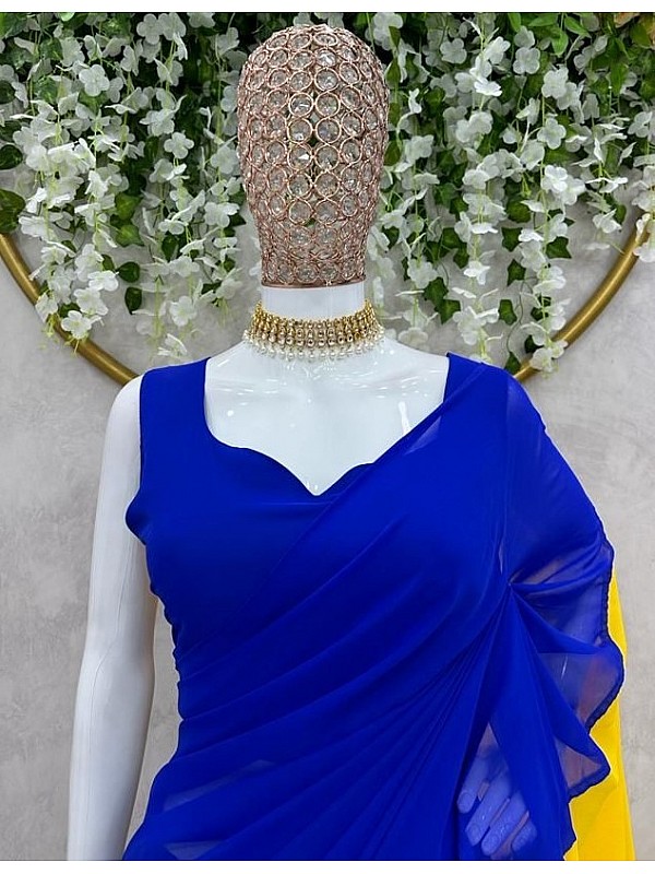 Alia Bhatt Designer Bollywood Style Blue Georgette Saree Sabyasachi  Inspired Saree Saree for Women / Girls Indian Sari Party Wear Sari - Etsy