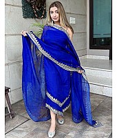 Blue georgette embroidered palazzo suit