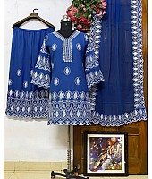 Blue georgette embroidery work plazzo suit