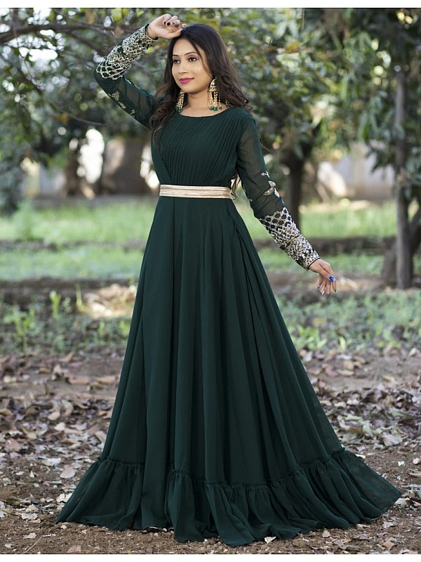 Exceptional Partywear Pure Georgette Gown