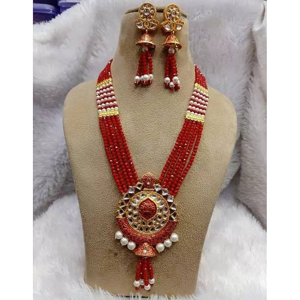 Gold plated pearls jewellery set