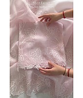 Light peach organza thread work unstitched salwar suit