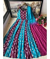 Multicolor muslin cotton printed gown