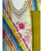 Multicolor tabby silk printed and handwork salwar suit
