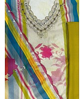 Multicolor tabby silk printed and handwork salwar suit