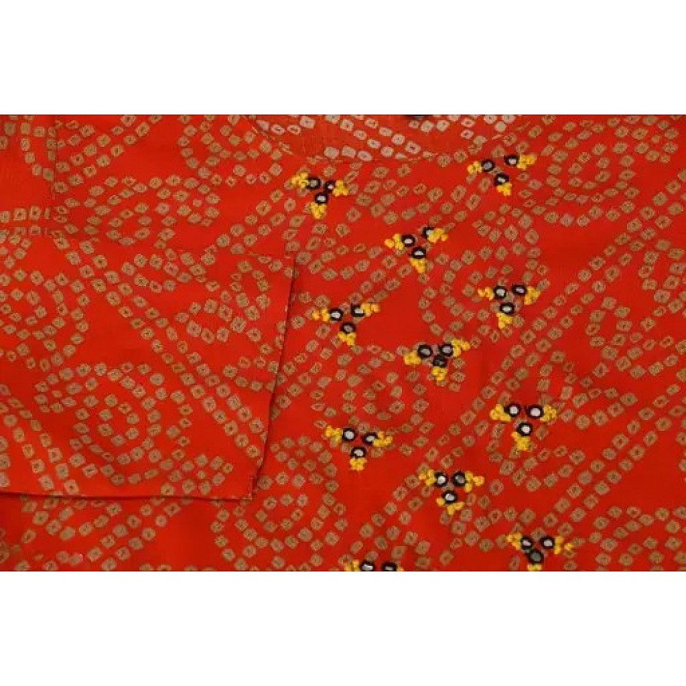 Orange bandhni printed kurti