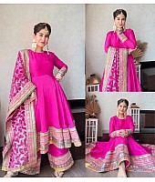 Rani pink tapeta silk thread sequence work designer palazzo suit