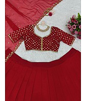 Red georgette heavy embroidery work wedding lehenga choli