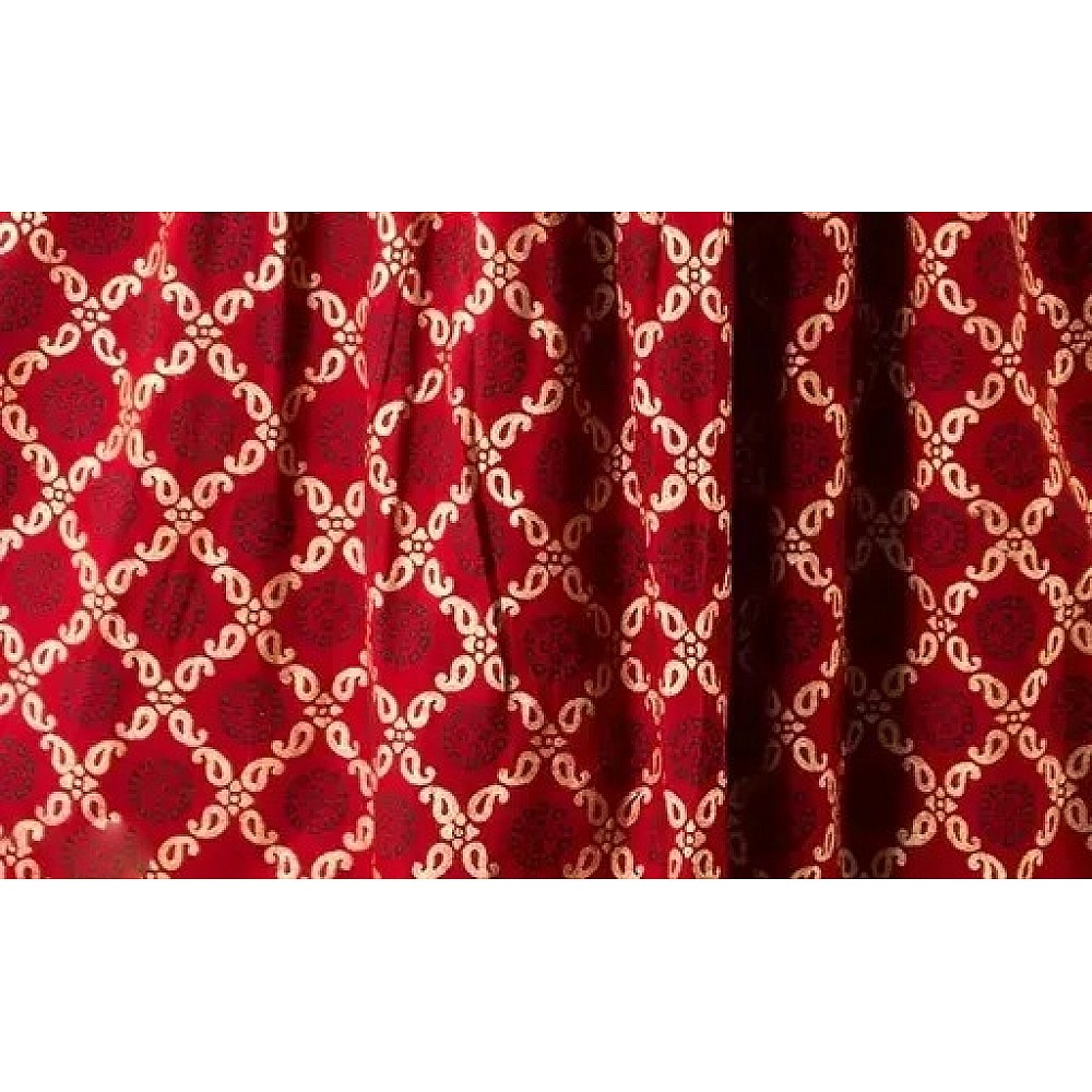Red rayon printed anarkali frock kurti