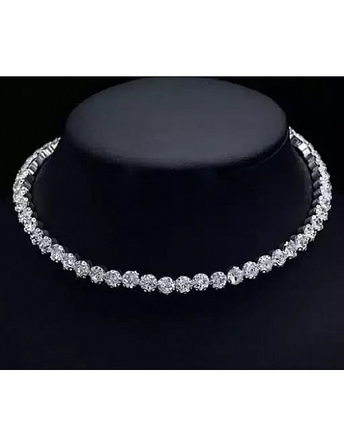 Silver alloy american diamond necklace