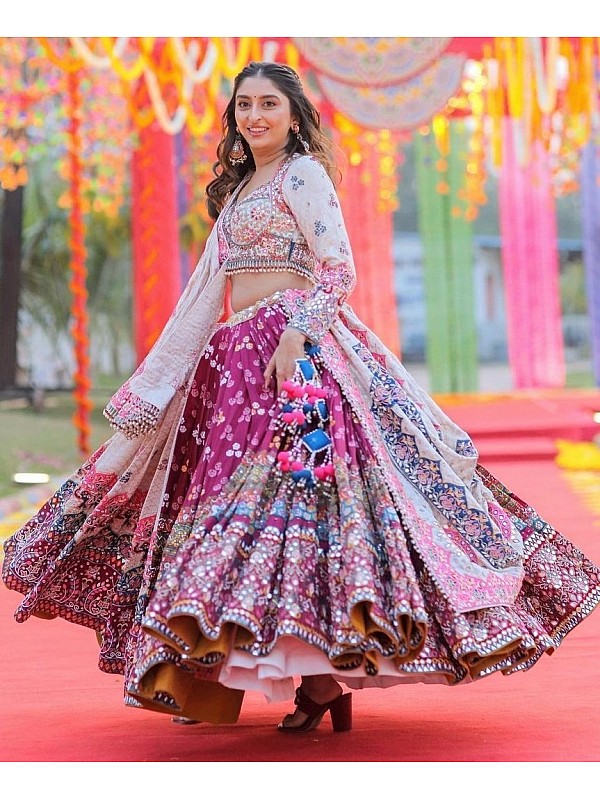Buy Adorable Multi-color Gamthi Work Cotton Traditional Lehenga Choli -  Zeel Clothing