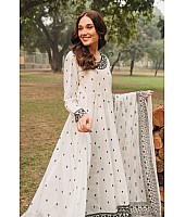 White embroidery worked anarkali suit