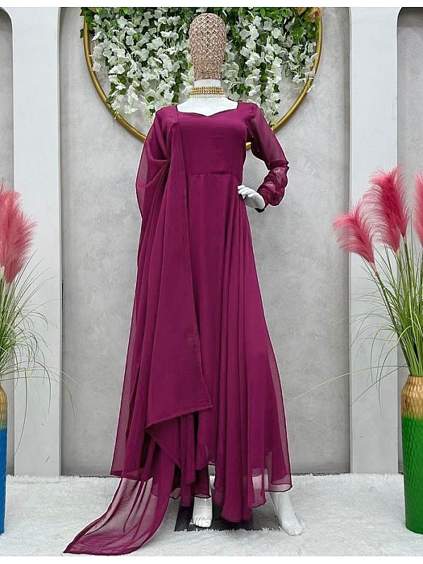 New Designer Georgette Party Wear Look Gown vt000696  Vtsareescom