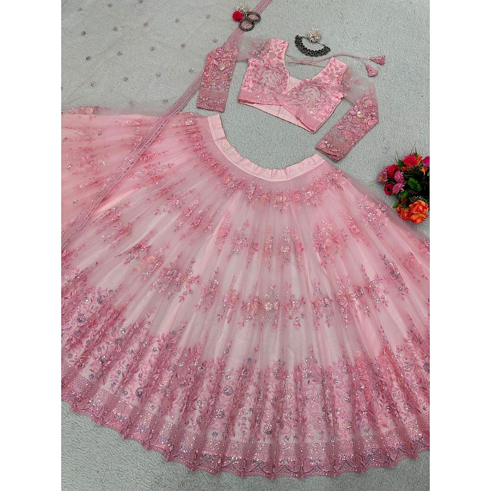 Baby pink heavy work designer ceremonial lehenga choli